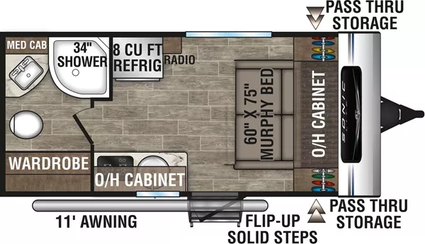 20' 2021 Venture RV Sonic Lite 150VRB Floorplan