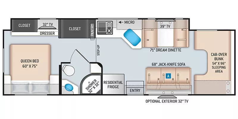 32' 2022 Thor Chateau 31W w/Slide - Bunk House Floorplan