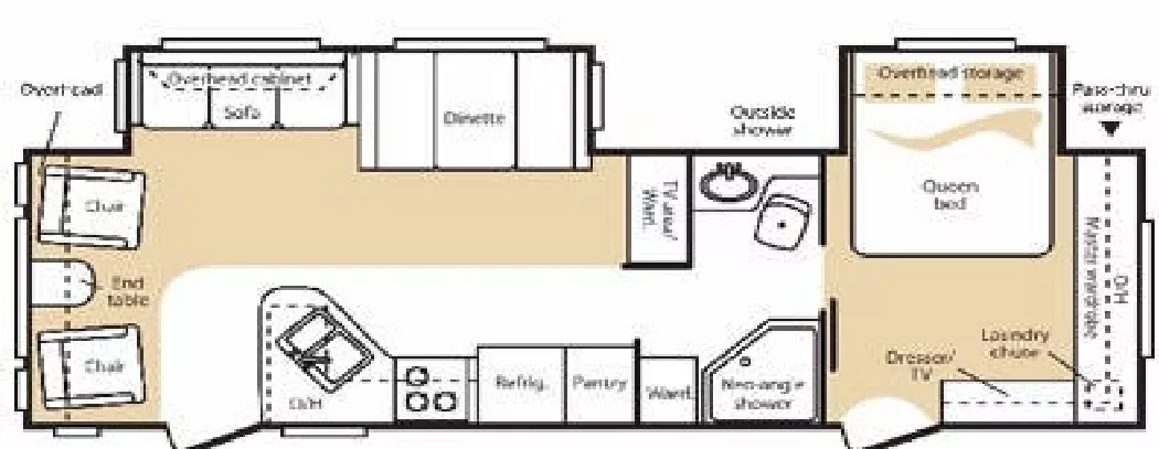 32' 2008 Keystone Cougar 302RLBS w/2 Slides Floorplan