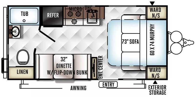 20' 2017 Forest River Rockwood Mini Lite 1905 - Bunk House Floorplan