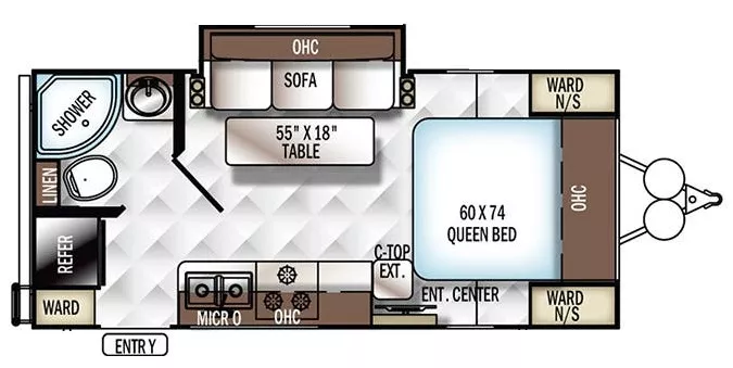 21' 2018 Forest River Rockwood Mini Lite 2109S w/Slide Floorplan