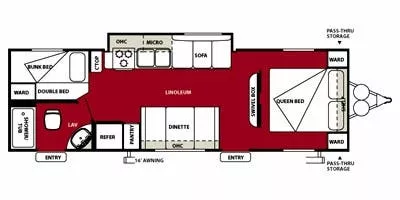 30' 2012 Forest River Wildwood X-Lite 28BHXL w/Slide - Bunk House Floorplan