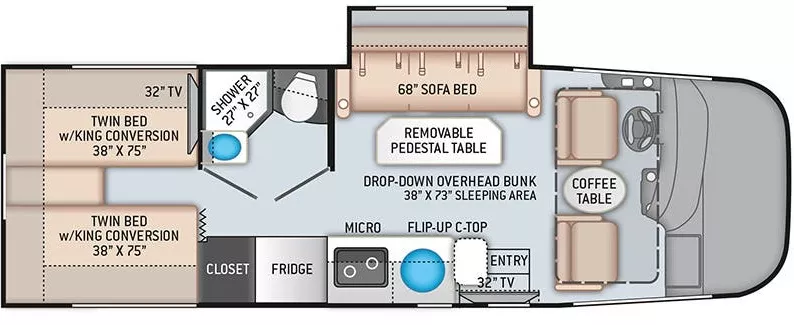 26' 2023 Thor Vegas 24.1 w/Slide Floorplan
