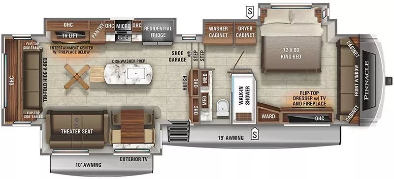 40' 2022 Jayco Pinnacle 36SSWS w/3 Slides Floorplan