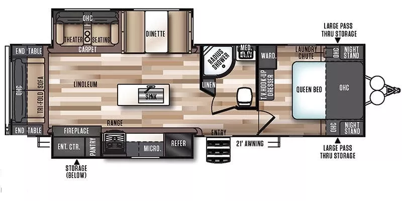 34' 2019 Forest River Wildwood Heritage Glen 273RL LTZ w/2 Slides Floorplan