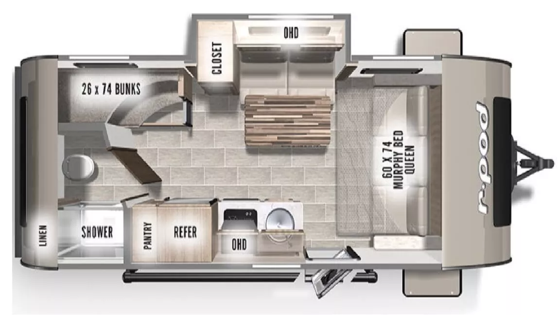 23' 2021 Forest River Rpod 193 w/Slide Floorplan