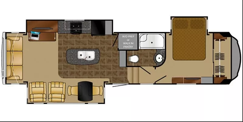 31' 2017 Heartland Bighorn 3160EL w/3 Slides Floorplan