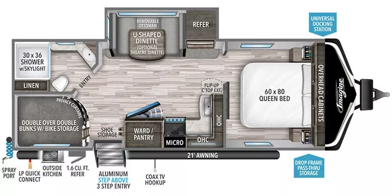 28' 2023 Grand Design Imagine 2400BH w/Slide - Bunk House Floorplan