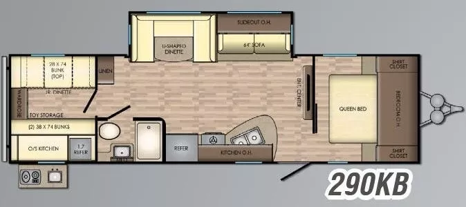 35' 2018 Keystone Zinger 290KB w/Slide - Bunk House Floorplan