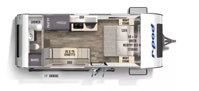 22' 2023 Forest River R-Pod 192 Floorplan