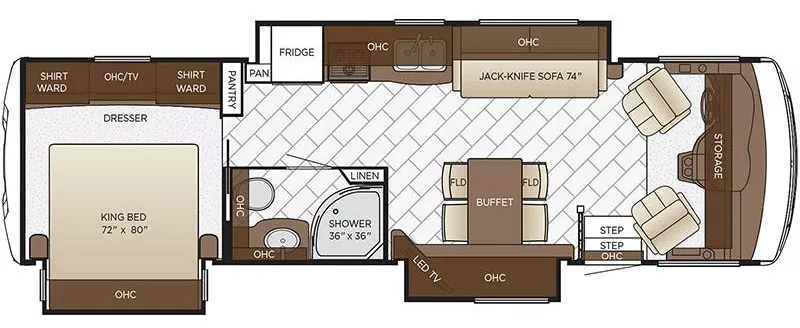 32' 2018 Newmar Bay Star 3113 w/3 Slides Floorplan