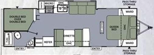 31' 2015 Coachmen Apex Ultra Lite 288BHS w/Slide - Bunk House Floorplan