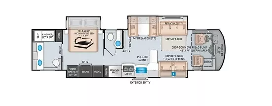 40' 2023 Thor Aria 3901 360hp Cummins w/3 Slides Floorplan