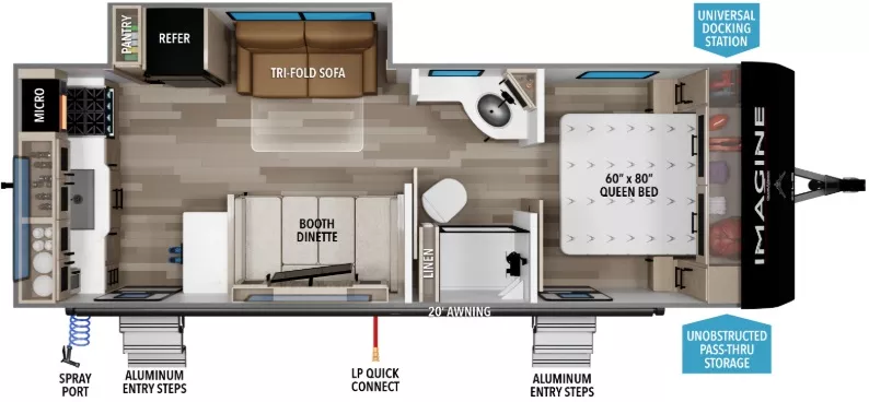 28' 2022 Grand Design Imagine Xls 23LDE w/Slide Floorplan