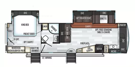 35' 2018 Forest River Rockwood Signature Ultra Li 8335BSS w/2 Slides Floorplan