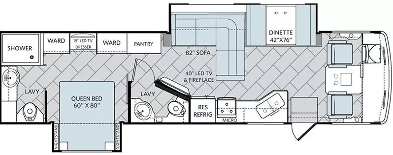 37' 2017 Holiday Rambler Vacationer Xe 34S w/2 Slides Floorplan