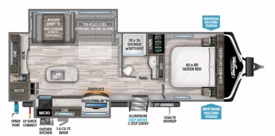 32' 2021 Grand Design Imagine 2670MK w/2 Slides Floorplan