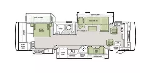 35' 2013 Tiffin Allegro Red 33AA 340hp Cummins w/4 Slides Floorplan
