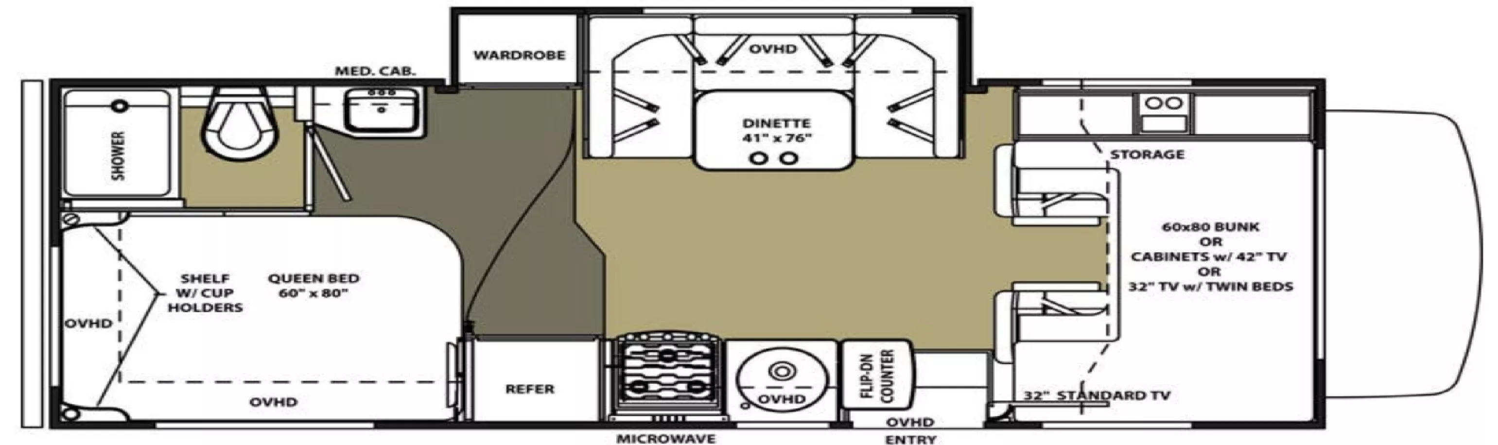 25' 2016 Forest River Sunseeker 2290S w/Slide Floorplan