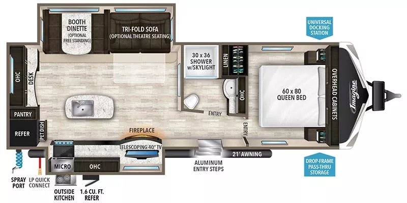 33' 2021 Grand Design Imagine 2670MK w/2 Slides Floorplan