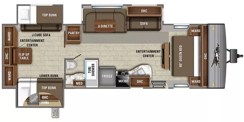 36' 2020 Jayco Jay Flight 32TSBH w/3 Slides - Bunk House Floorplan