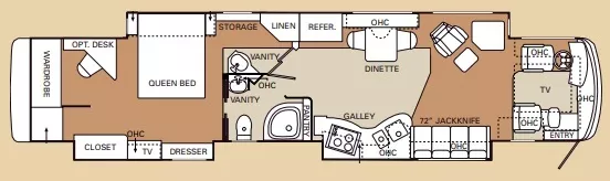 45' 2007 Monaco Beaver Marquis MOONSTONE 600hp Caterpillar w/3 Slides Floorplan