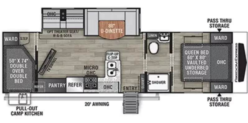 34' 2023 Coachmen Freedom Express Ultra Lite 294BHDS w/Slide - Bunk House Floorplan