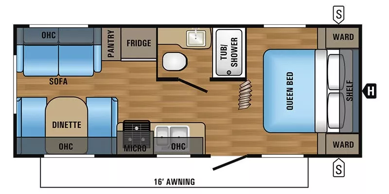 26' 2017 Jayco Jay Flight 212QBW Floorplan