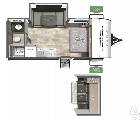 22' 2026 Forest River Puma 16DSCE w/Slide Floorplan