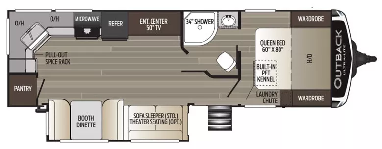 30' 2020 Keystone Outback 260UML w/Slide Floorplan