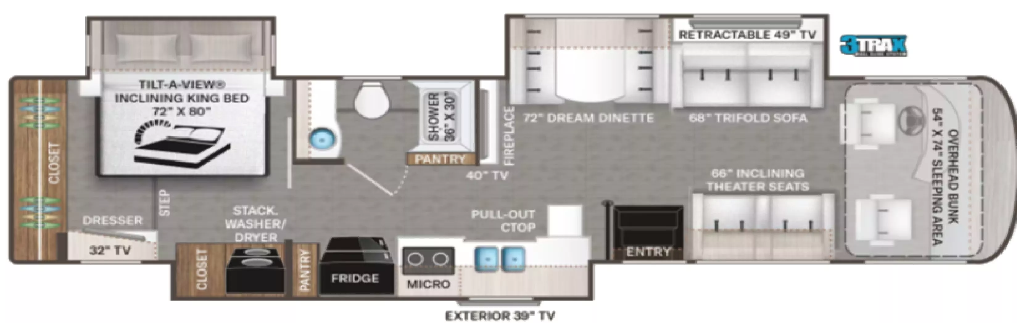 39' 2023 Thor Palazzo 37.4 Cummins w/3 Slides - Bunk House Floorplan