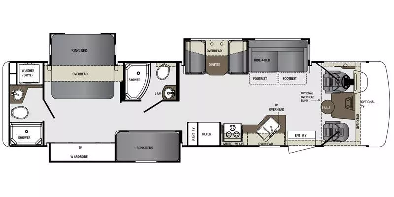 37' 2017 Forest River Georgetown 364TS w/3 Slides - Bunk House Floorplan