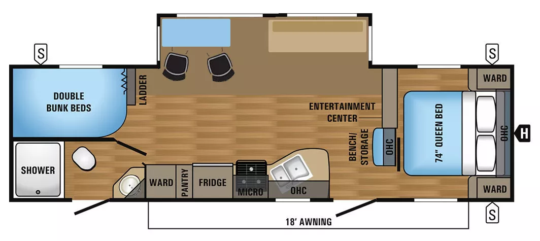 33' 2018 Jayco Jay Flight 287BHSW w/Slide - Bunk House Floorplan