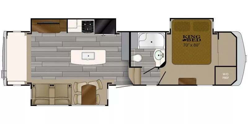 35' 2018 Heartland Bighorn Traveler 32RS w/3 Slides Floorplan