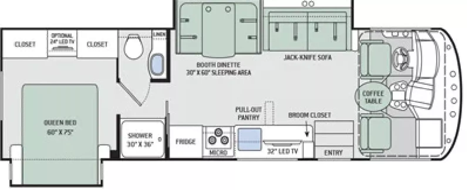 31' 2016 Thor Ace 30.1 w/2 Slides Floorplan