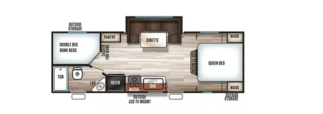29' 2017 Forest River Cherokee Grey Wolf 23DBH w/Slide - Bunk House Floorplan