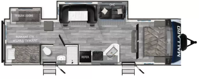 34' 2021 Heartland Mallard 32 w/2 Slides - Bunk House Floorplan