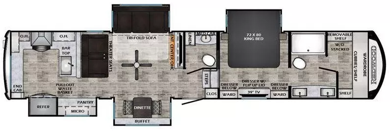 44' 2023 Thor Redwood 4001LK w/4 Slides Floorplan