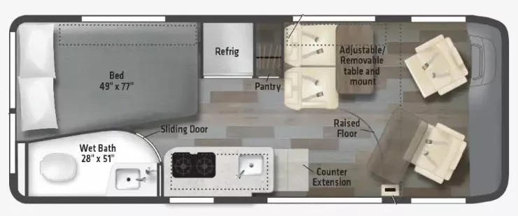 21' 2021 Winnebago Travato (Natl Parks Pack) 59GL RAM Floorplan