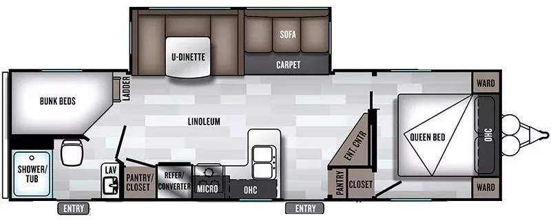 33' 2019 Forest River Salem 26DBUD w/Slide - Bunk House Floorplan