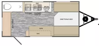 15' 2021 Travel Lite Rove Lite 14FD Floorplan