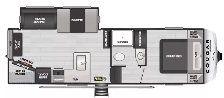 28' 2025 Keystone Cougar 2400RE w/Slide Floorplan