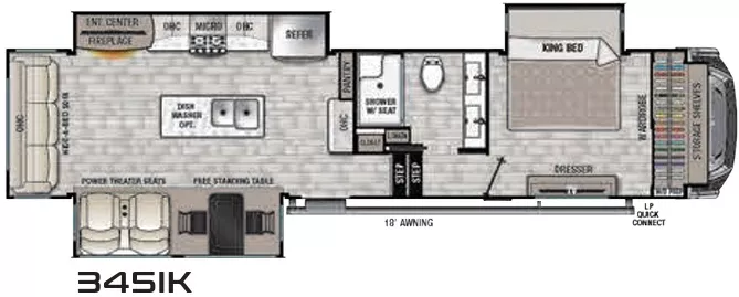 38' 2022 Forest River Cedar Creek Luxury 345IK w/3 Slides Floorplan