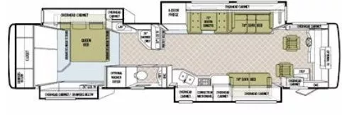 42' 2008 Tiffin Phaeton 42QRH 360hp Cummins w/4 Slides Floorplan