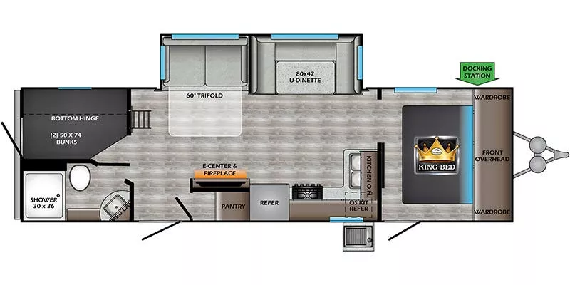 33' 2022 Crossroads Cruiser Aire 28BBH w/Slide - Bunk House Floorplan