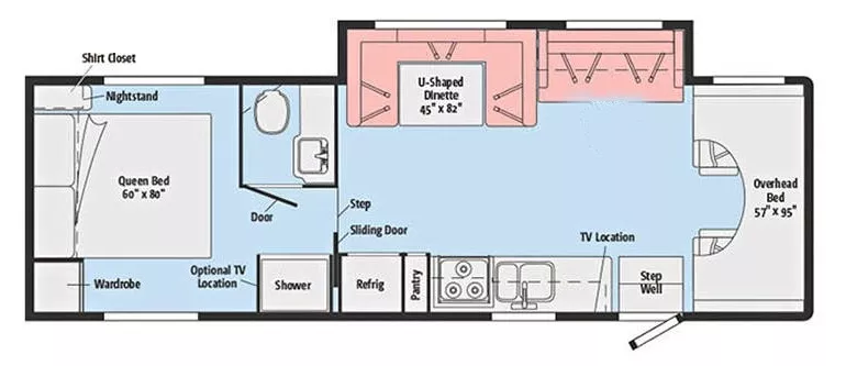 33' 2018 Winnebago Minnie Winnie 31K w/Slide Floorplan