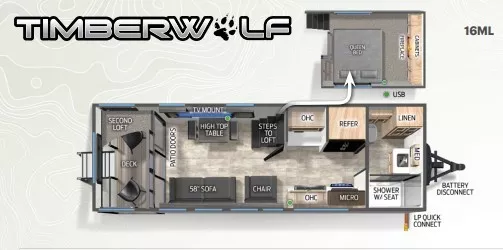 27' 2024 Forest River Cherokee Timberwolf 16ML - Bunk House Floorplan