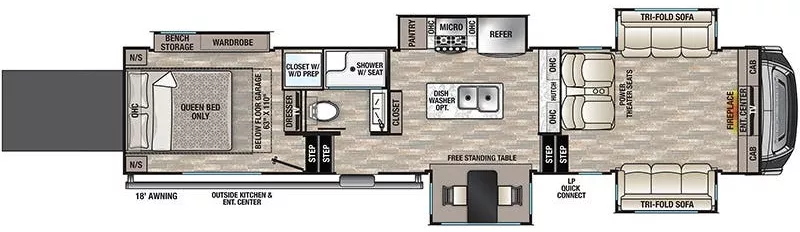 40' 2021 Forest River Cedar Creek 385TH w/5 Slides - Toy Hauler Floorplan