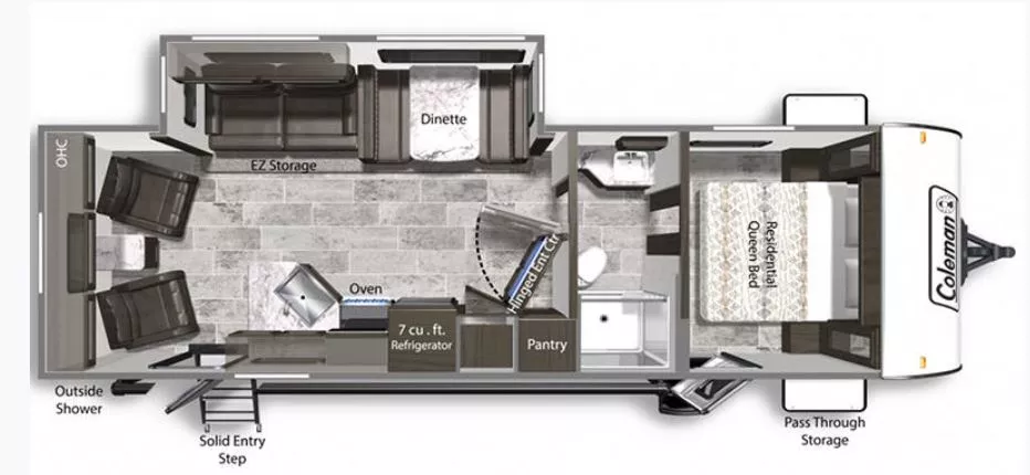 27' 2021 Coleman Lantern 2715RL w/Slide Floorplan