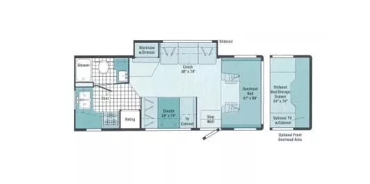 24' 2002 Winnebago Minnie 24F w/Slide Floorplan